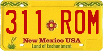 NM license plate 311ROM
