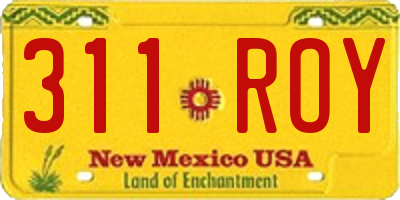 NM license plate 311ROY
