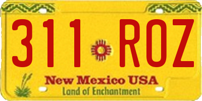 NM license plate 311ROZ
