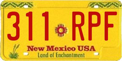 NM license plate 311RPF