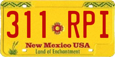 NM license plate 311RPI
