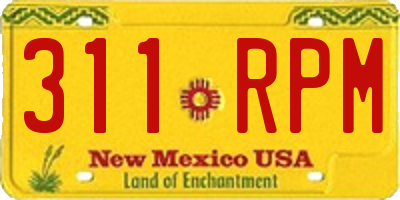 NM license plate 311RPM
