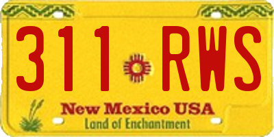 NM license plate 311RWS
