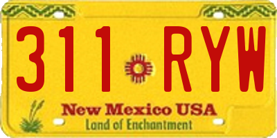NM license plate 311RYW
