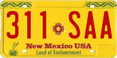 NM license plate 311SAA