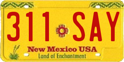 NM license plate 311SAY