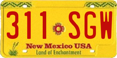 NM license plate 311SGW