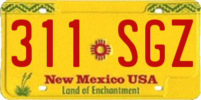 NM license plate 311SGZ
