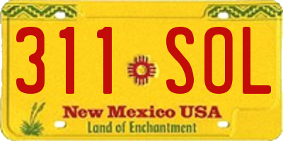 NM license plate 311SOL