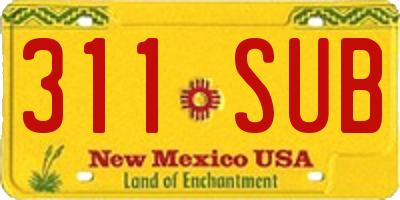 NM license plate 311SUB