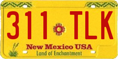 NM license plate 311TLK
