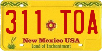 NM license plate 311TOA