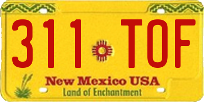 NM license plate 311TOF