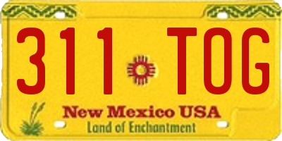 NM license plate 311TOG