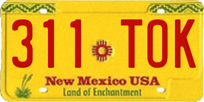 NM license plate 311TOK