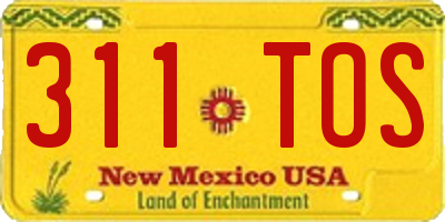 NM license plate 311TOS