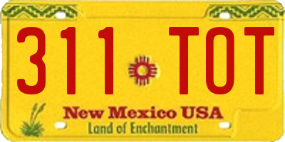 NM license plate 311TOT