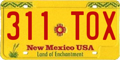 NM license plate 311TOX