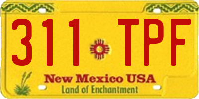 NM license plate 311TPF