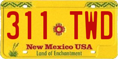 NM license plate 311TWD