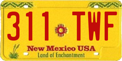 NM license plate 311TWF