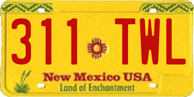 NM license plate 311TWL