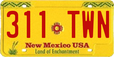 NM license plate 311TWN