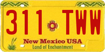 NM license plate 311TWW
