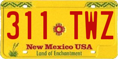 NM license plate 311TWZ