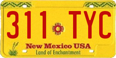 NM license plate 311TYC