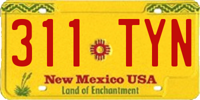 NM license plate 311TYN