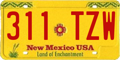 NM license plate 311TZW