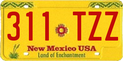 NM license plate 311TZZ