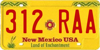 NM license plate 312RAA