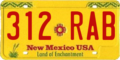 NM license plate 312RAB