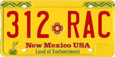 NM license plate 312RAC