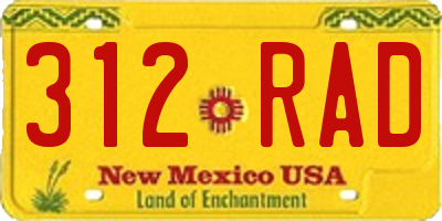 NM license plate 312RAD