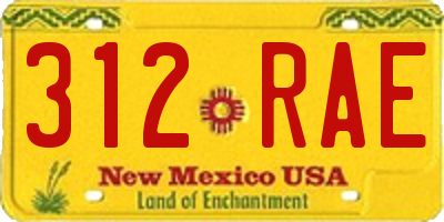 NM license plate 312RAE