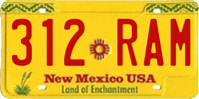 NM license plate 312RAM