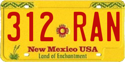 NM license plate 312RAN