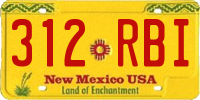 NM license plate 312RBI