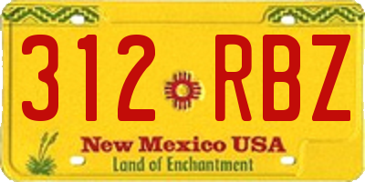 NM license plate 312RBZ
