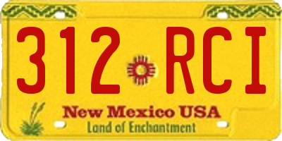 NM license plate 312RCI