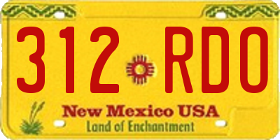 NM license plate 312RDO