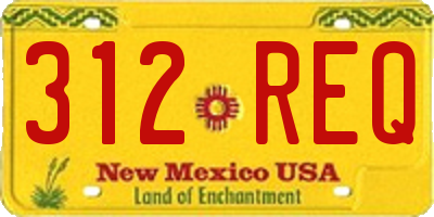 NM license plate 312REQ