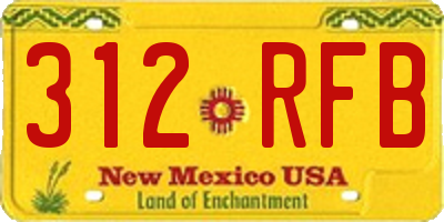NM license plate 312RFB