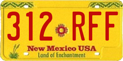 NM license plate 312RFF