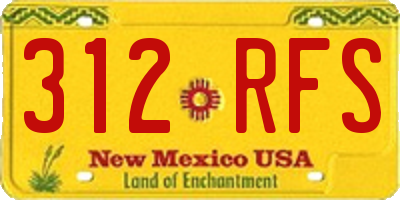 NM license plate 312RFS