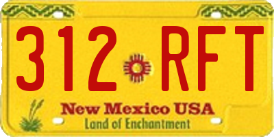 NM license plate 312RFT