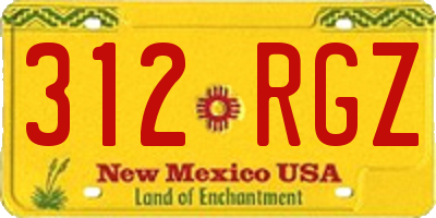NM license plate 312RGZ